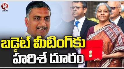 Minister Harish Rao Far Away From 2023-24 Budget Meeting By Nirmala Sitharaman | V6 News