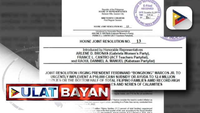 Makabayan bloc, isinusulong ang pagbibigay ng P10K cash subsidy para sa mga apektado ng inflation, mababang sahod at kalamidad