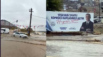 Erdoğan’ın açtığı köprülü kavşağın girişi göle döndü