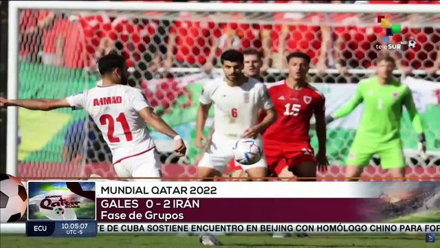 Deportes teleSUR 11:00 25-11: Partido de vital importancia en el grupo B. Irán vence a Gales 2-0