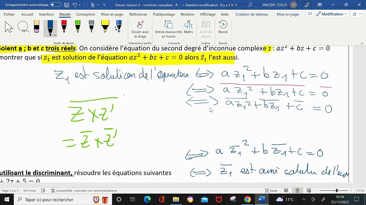 Exercice 5 - DM2 maths expertes  - nombres complexes partie algébrique - 2022- 2023
