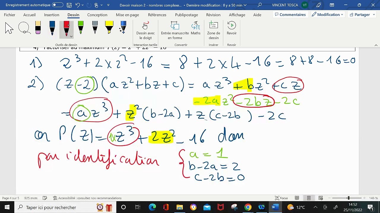 Exercice 6  - DM2 maths expertes  - nombres complexes partie algébrique - 2022- 2023