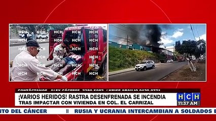 ¡Hay heridos! Rastra desenfrenada se incendia tras impactar con vivienda en El Carrizal