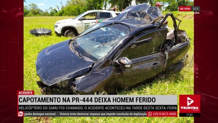 Capotamento na PR-444 deixa homem de 34 anos ferido