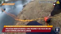 Policías rescataron a una madre y su hijo de un lago congelado en Illinois