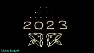 2023 New year Rangoli design with dots - 2023 New year Kolam designs - 2023 New year Muggulu