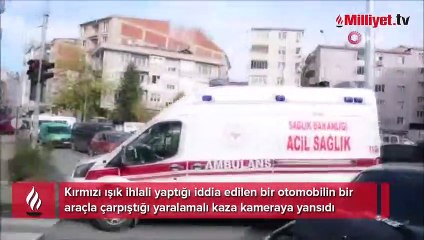 İki aracın çarpıştığı yaralamalı kaza kamerada
