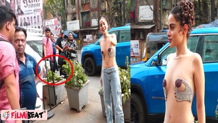 Urfi Javed Transparent top में दे रही थी Pose, ऐसे देखते रहे ये Uncle, Video हुआ viral! FilmiBeat