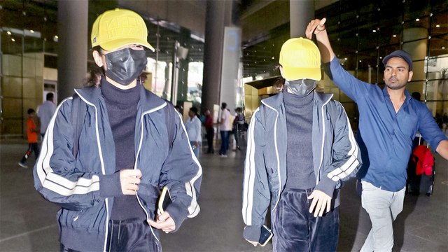 रश्मिका मंदाना ने अपना चेहरा पैप से छुपाने के लिए पहना बड़ा मास्क