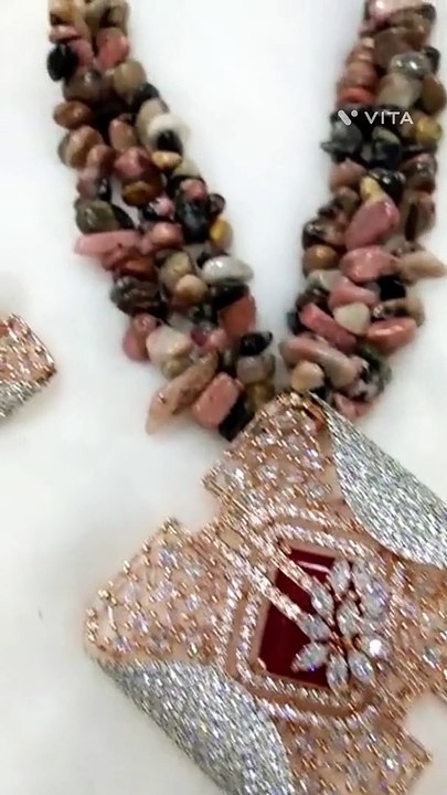 Beautiful Long Necklace With Ear Studs - Stylish  Necklace Set