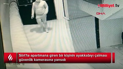 Siirt'te apartmandan ayakkabı hırsızlığı kamerada