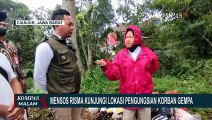 Mensos Risma Naik Motor, Datangi Lokasi Pengunsian Korban Gempa di Tengah Area Makam