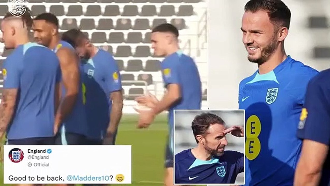 Good to be back? James Maddison hugs Callum Wilson and Phil Foden as he trains with England for the FIRST time at the World Cup to give Gareth Southgate a much-needed boost ahead of crunch clash with Wales