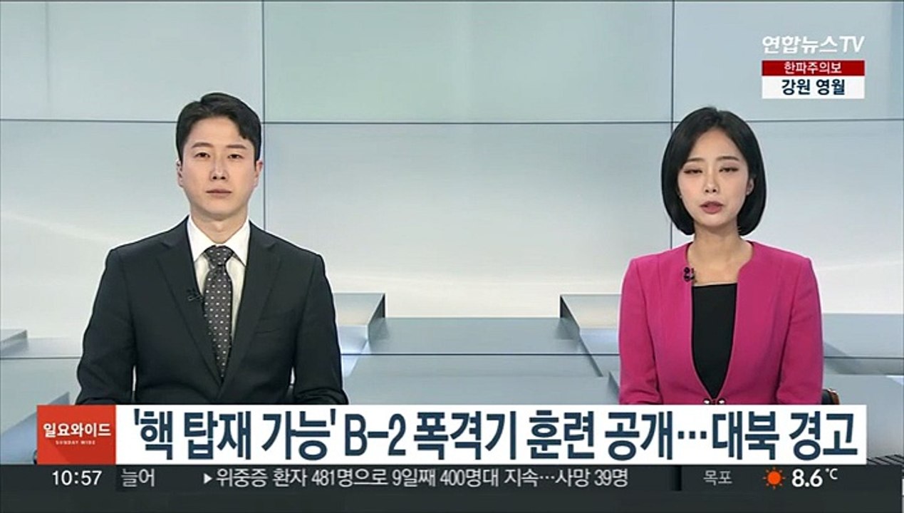 미, '핵 탑재 가능' B-2 폭격기 훈련 공개…대북 경고