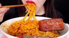ASMR SPICY CARBO FIRE NOODLES & SPAM EATING SOUNDS