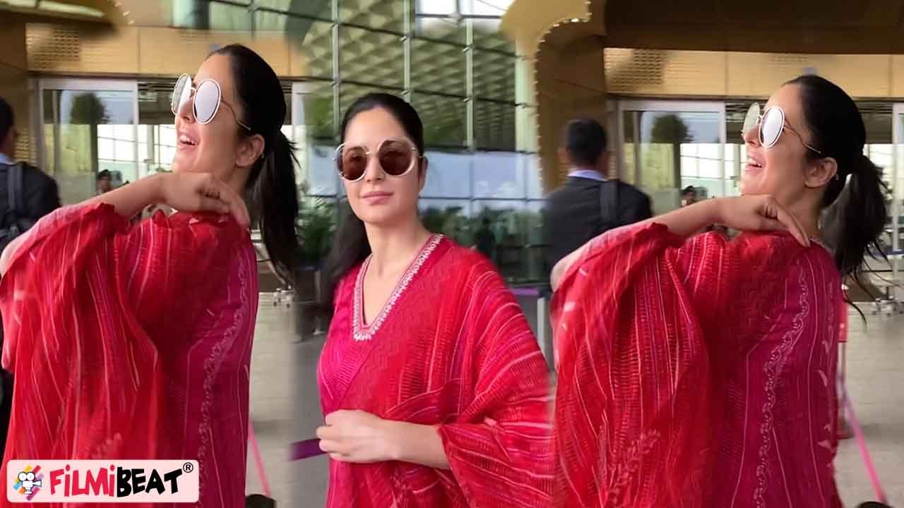 Katrina Kaif लाल परि बन कहां चलीं?Vicky Kaushal का Paps ने लिया नाम तो शर्मा गईं Katrina! |FilmiBeat