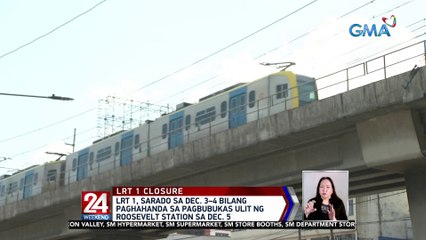 LRT 1, sarado sa Dec. 3–4 bilang paghahanda sa pagbubukas ulit ng Roosevelt Station sa Dec. 5 | 24 Oras Weekend