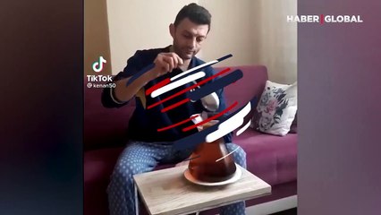 Çaya olan bağlılığını ayrı bir boyuta taşıdı! Çözümü devasa bardakta buldu