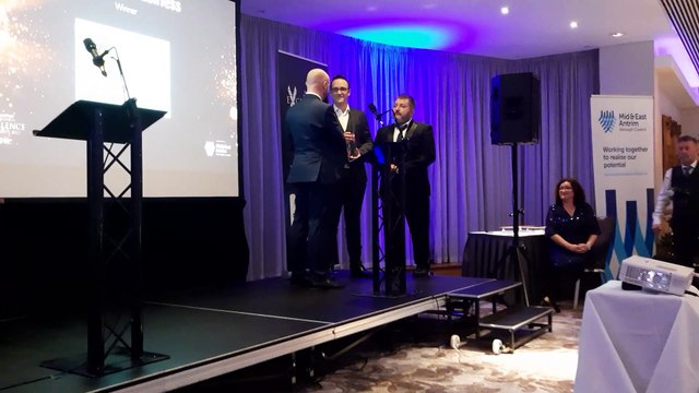 Raptor Photonics Ltd lift Best SME Business title at the Larne Business Excellence Awards 2022