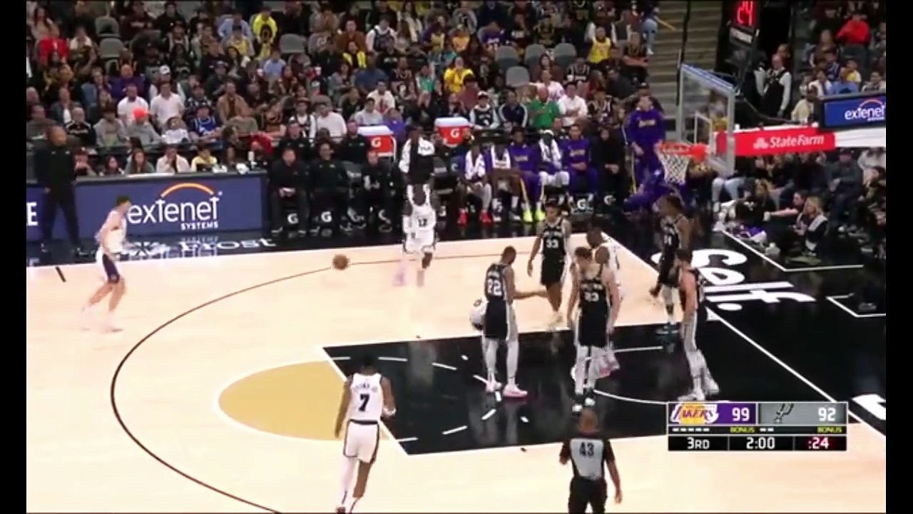Russell Westbrook's head SPLITS OPEN after flagrant foul from Zach Collins and the Lakers' star has to be held back by LeBron James before the Spurs' center is ejected during Los Angeles' 143-138 win