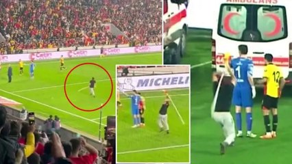 Goztepe vs Altay in Turkey interrupted by fan attacking goalkeeper with the corner flag