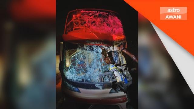 Rempuh Treler | 16 penumpang bas ekspres cedera