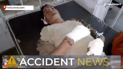 हनुमानगढ़ः निजी बस ने मारी बाइक सवार युवक को टक्कर,देखिए पूरी खबर