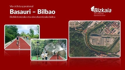 Nuevo bidegorri en el antiguo trazado del tranvía Bilbao-Arratia