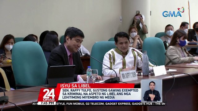 Sen. Raffy Tulfo, gustong gawing exempted sa kriminal na aspeto ng libel ang mga lehitimong miyembro ng media | 24 Oras