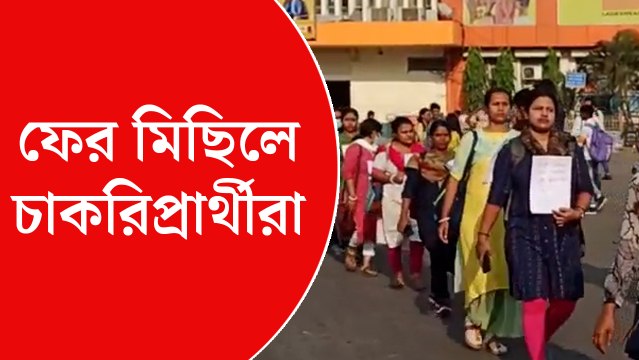স্কুল বাছাইয়ের পরও আটকে নিয়োগ, বিকাশকে নিশানা! ফের মিছিলে চাকরিপ্রার্থীরা