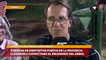 Turistas de disntintos puntos de la Provincia llegaron a Capioví para el encendido del árbol