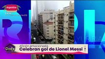 Aficionados argentinos celebran el gol de Lionel Messi