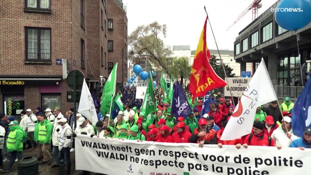 Акция протеста полицейских в Брюсселе