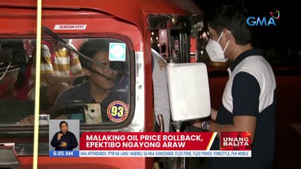 Malaking oil price rollback, epektibo ngayong araw | UB