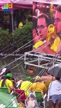 Ni la fuerte lluvia impidio que brasileños vieran el triunfo de su seleccion