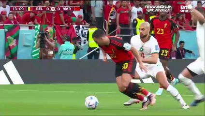 الشوط الاول  مباراة المغرب وبلجيكا كأس العالم 2022 في قطر