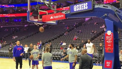 Joel Embiid Warms Up Before Hawks Matchup