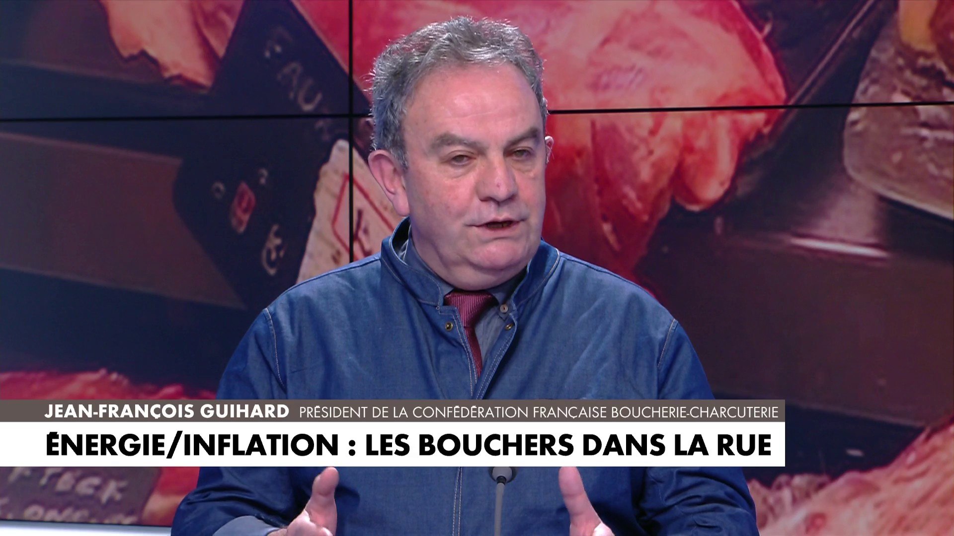 Jean-François Guihard : «J'ai appelé mon fournisseur, ils sont bloqués  jusqu'en mai, et après je ne sais pas à quelle sauce je serai mangé», à  propos des bouchers-charcutiers touchés par la hausse
