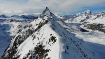 A Drone Footage of Snow Capped Mountains
