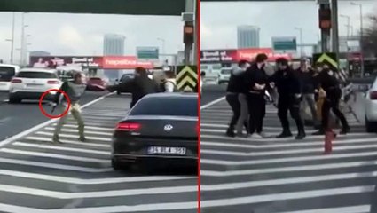 İstanbul'un göbeğinde korku dolu anlar! Yol kavgasında silah ve yumruklar konuştu