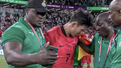 우는 손흥민 옆 '셀카'...매너 없는 가나 스태프 '눈살' / YTN