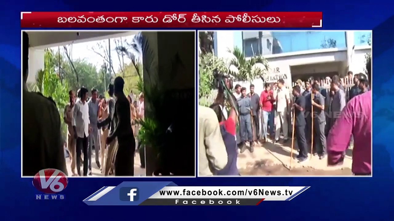 Huge Police Security Deployed At SR Nagar Police Station While Arresting YS Sharmila _ V6 News