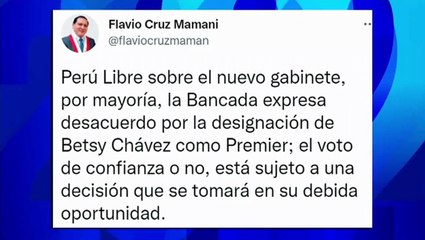 Vocero de Perú Libre: "La bancada expresa desacuerdo con designación de Betssy Chávez como premier"