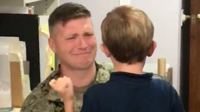 Military Dad Reunites With Son Who Has Rare Brain Condition After Deployment