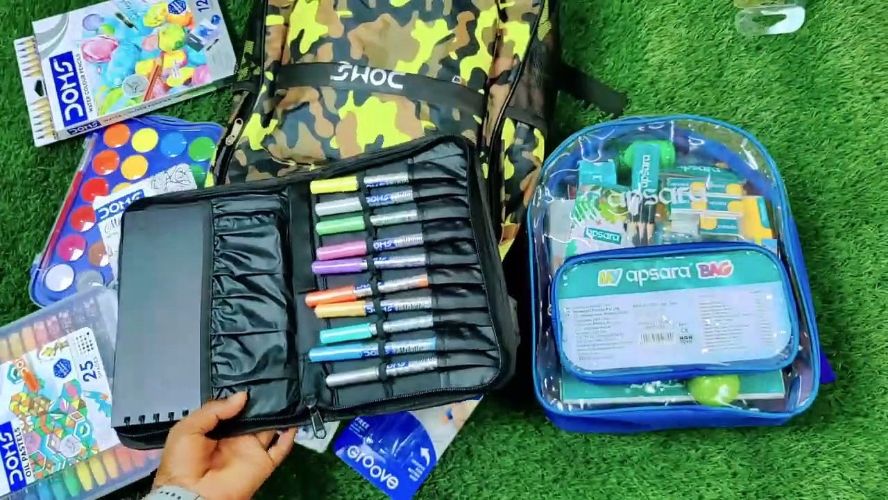 Ultimate Doms Camo Kit vs My Apsara Kit Review & Giveaway Geometry Box, Sharpener, Eraser, pen