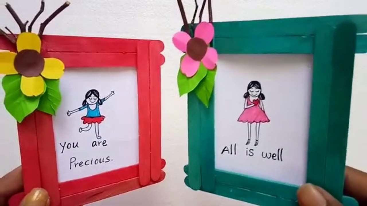 Easy DIY Photo Frame Making with Popsicle or Ice Cream sticks Photo Frame Tutorial