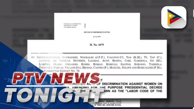 HB 4479 which aims to expand the prohibited acts of discrimination against women in workplaces approved on third, final reading