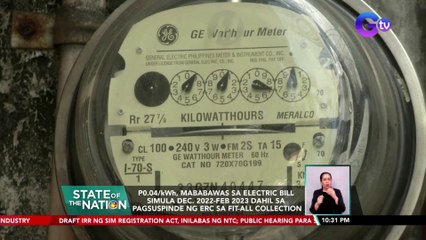 P0.04/kWh, mababawas sa electric bill simula Dec. 2022-Feb 2023 dahil sa pagsuspinde ng ERC sa FIT-All collection | SONA