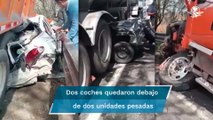 Tráiler se impacta contra varios autos en la autopista Toluca-Atlacomulco