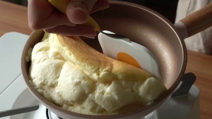 Soft and fluffy soufflé omelette made with two eggs